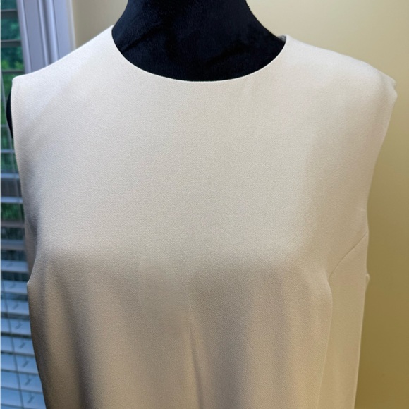 Tag Removed Vintage Elegant Cream Midi Dress Classic Sheath Dress Size 12P - Picture 1 of 13